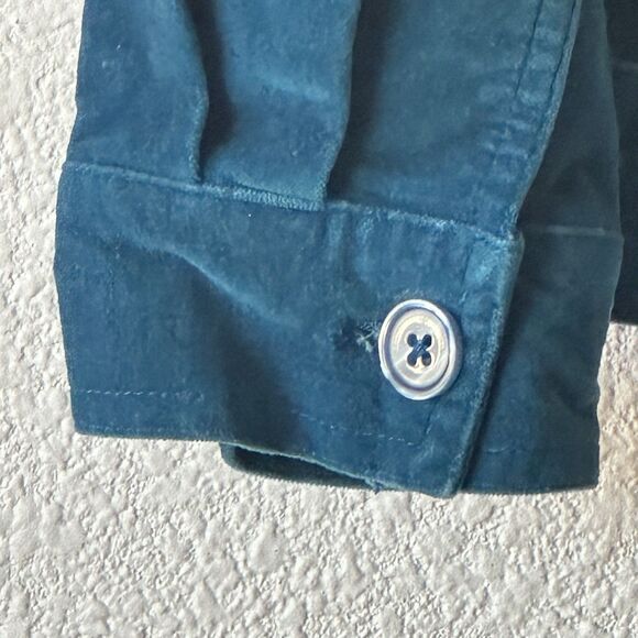 Denim & Co. Teal Blue Women’s Velvet Jacket Size Medium Embroidered Design - Picture 8 of 10